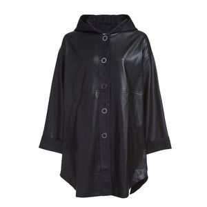 NWT DUETTE NYC Vegan Leather Snap Front Hooded Jacket - "The Dominic"